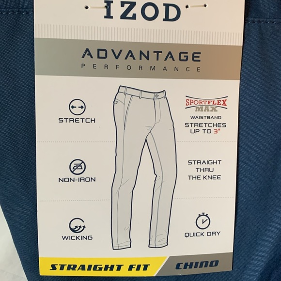 Izod 34 waist navy sportsflex stretch waistband moisture wicking pants NWT - Picture 3 of 7